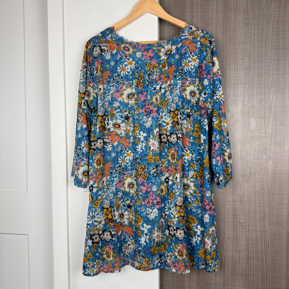 Natural Life Blue Floral Boho Mini Swim Cover Up In A Bag Tunic Size Medium - Picture 8 of 12